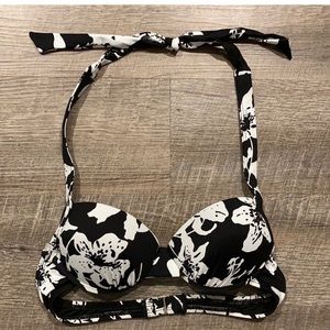 Cute floral black and white push up bikini top